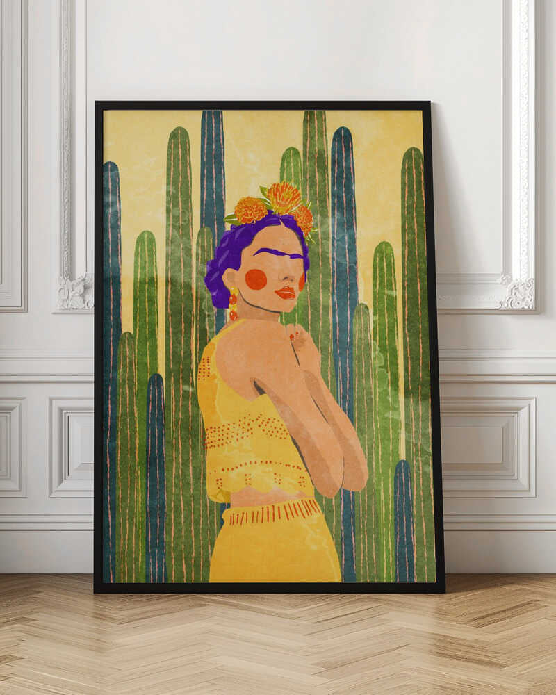 Frida with Cactus Desert Oasis Digital Art