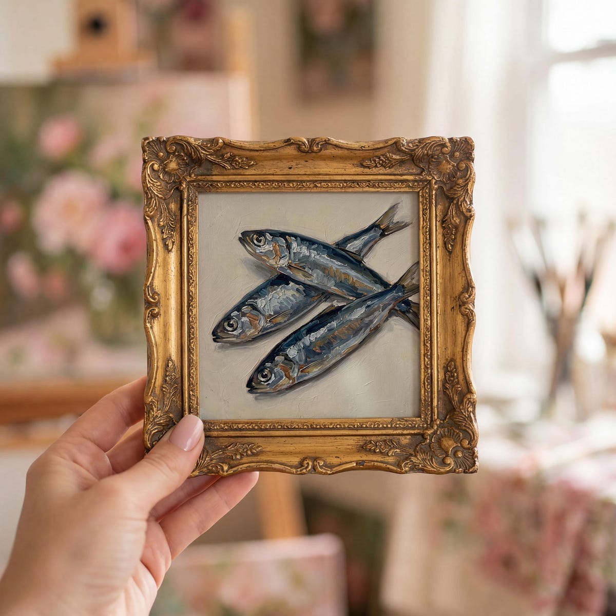 Charming Sardines Oil Painting Digital Download