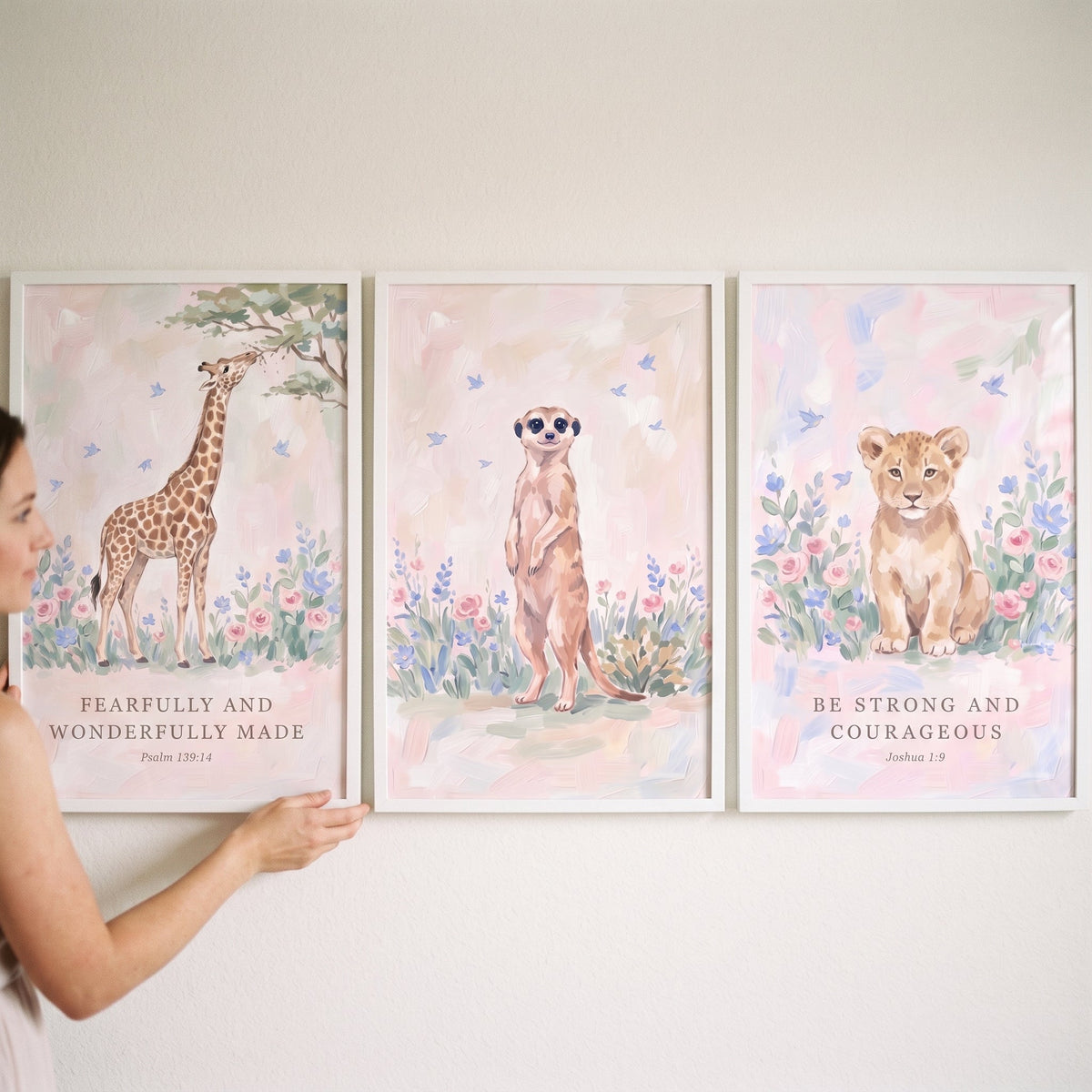 Safari Animal Nursery Scripture Wall Art Set of 3