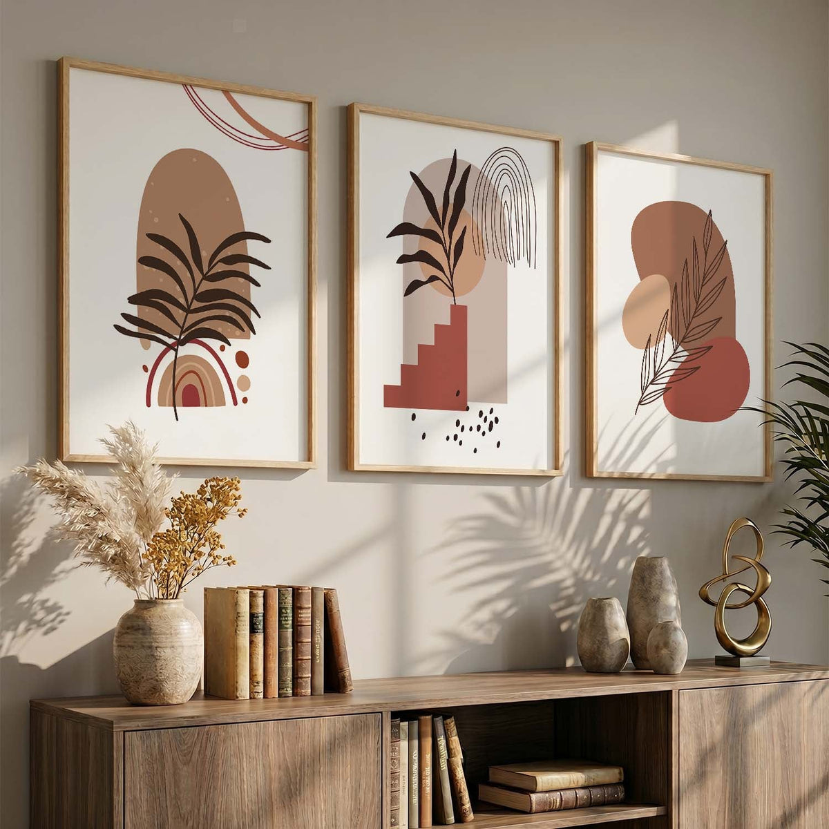 Boho Botanical Triptych Digital Art