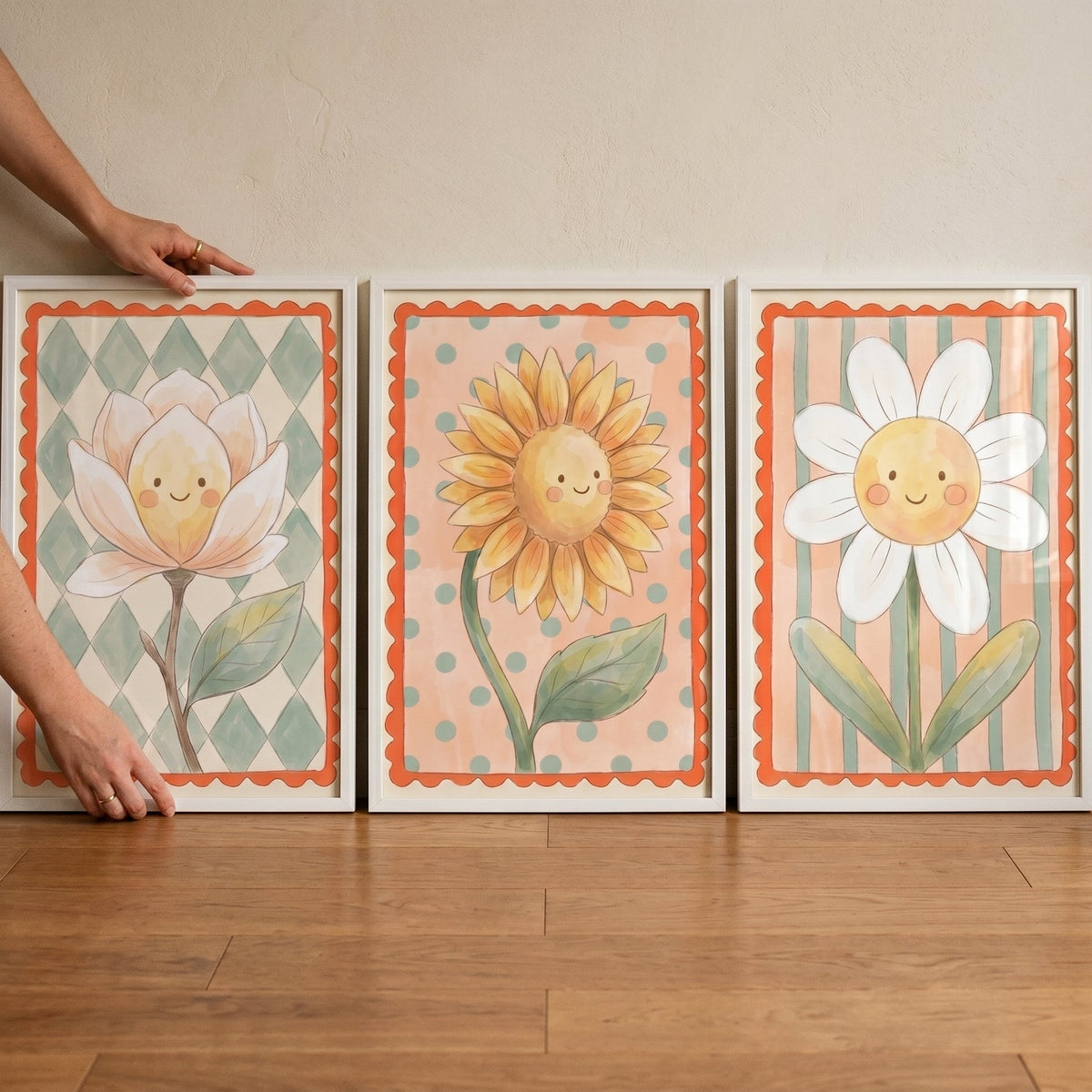 Happy Floral Faces Trio Digital Art