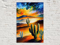 Vibrant Desert Sunset Cactus Digital Art
