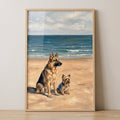 German Shepherd and Yorkshire Terrier at the Beach Digital Art