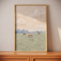 Serene Meadow Horses Digital Artwork