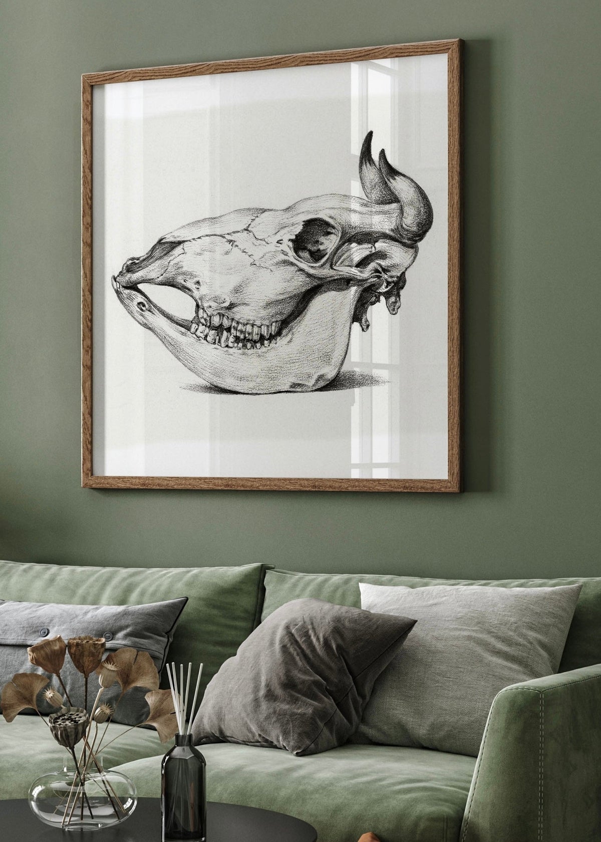 Rustic Bull Skull Sketch Digital Art