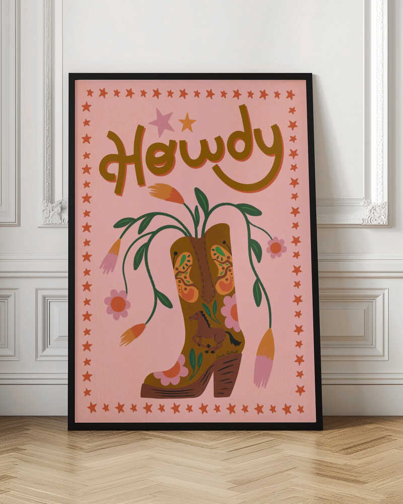 Howdy Cowgirl Boot Digital Art Print