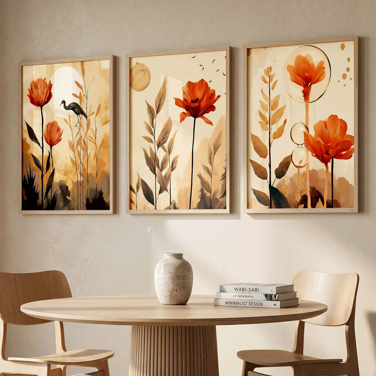 Amber Botanicals Triptych Digital Art