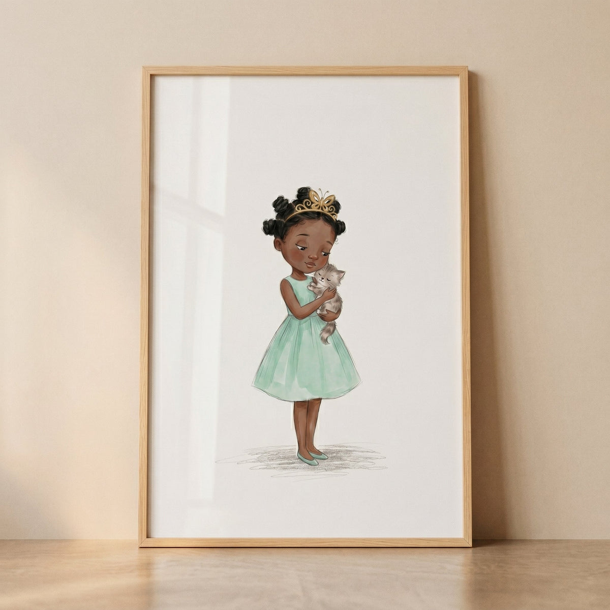 Little Princess and Kitten Digital Artwork