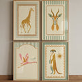 Safari Animal Vintage Illustration Quad Set