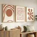Terracotta Abstract Triptych Digital Art Set