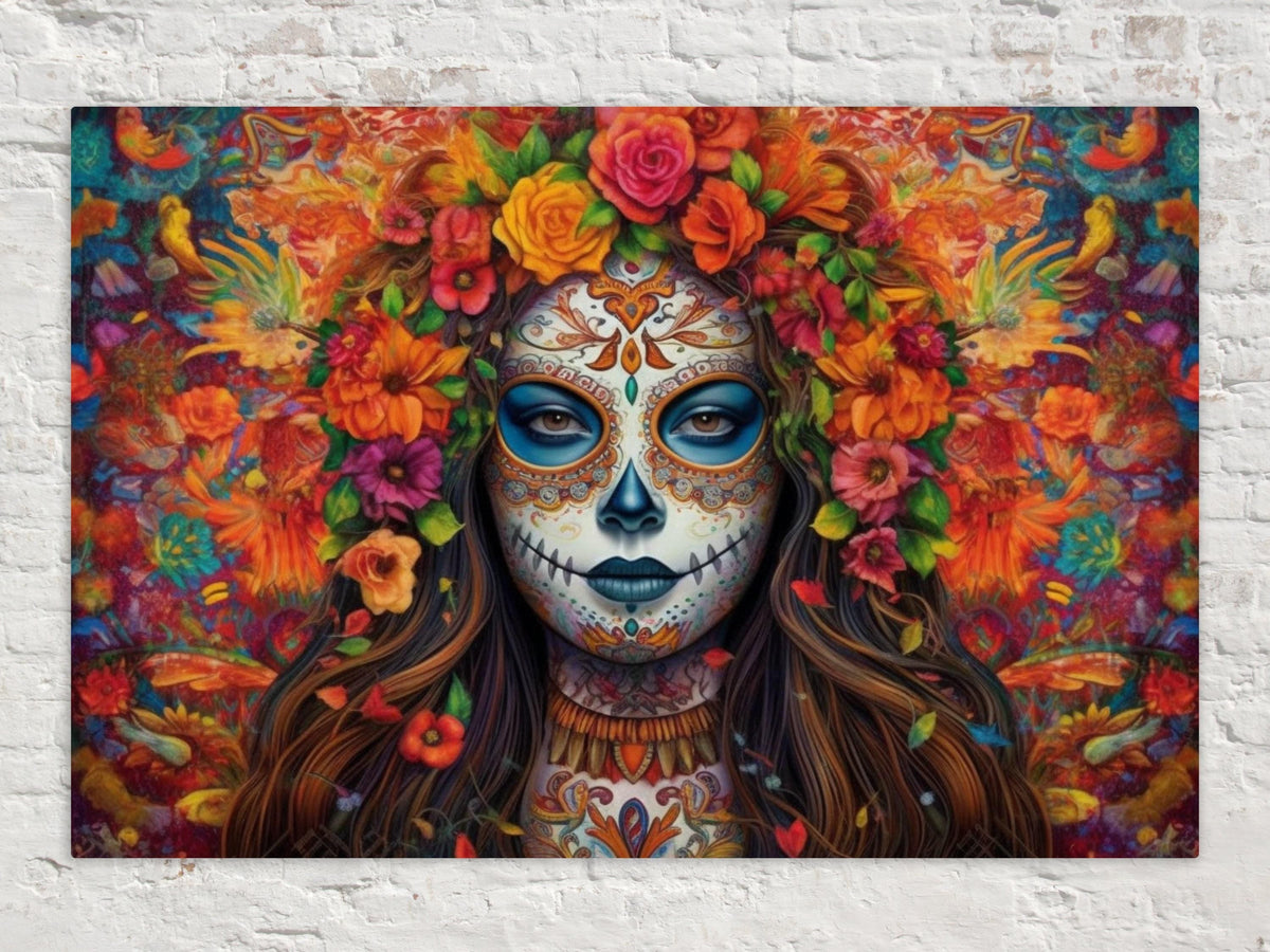 Vibrant Sugar Skull Day of the Dead Digital Art