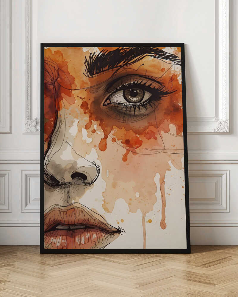 Amber Gaze Watercolor Portrait Digital Download