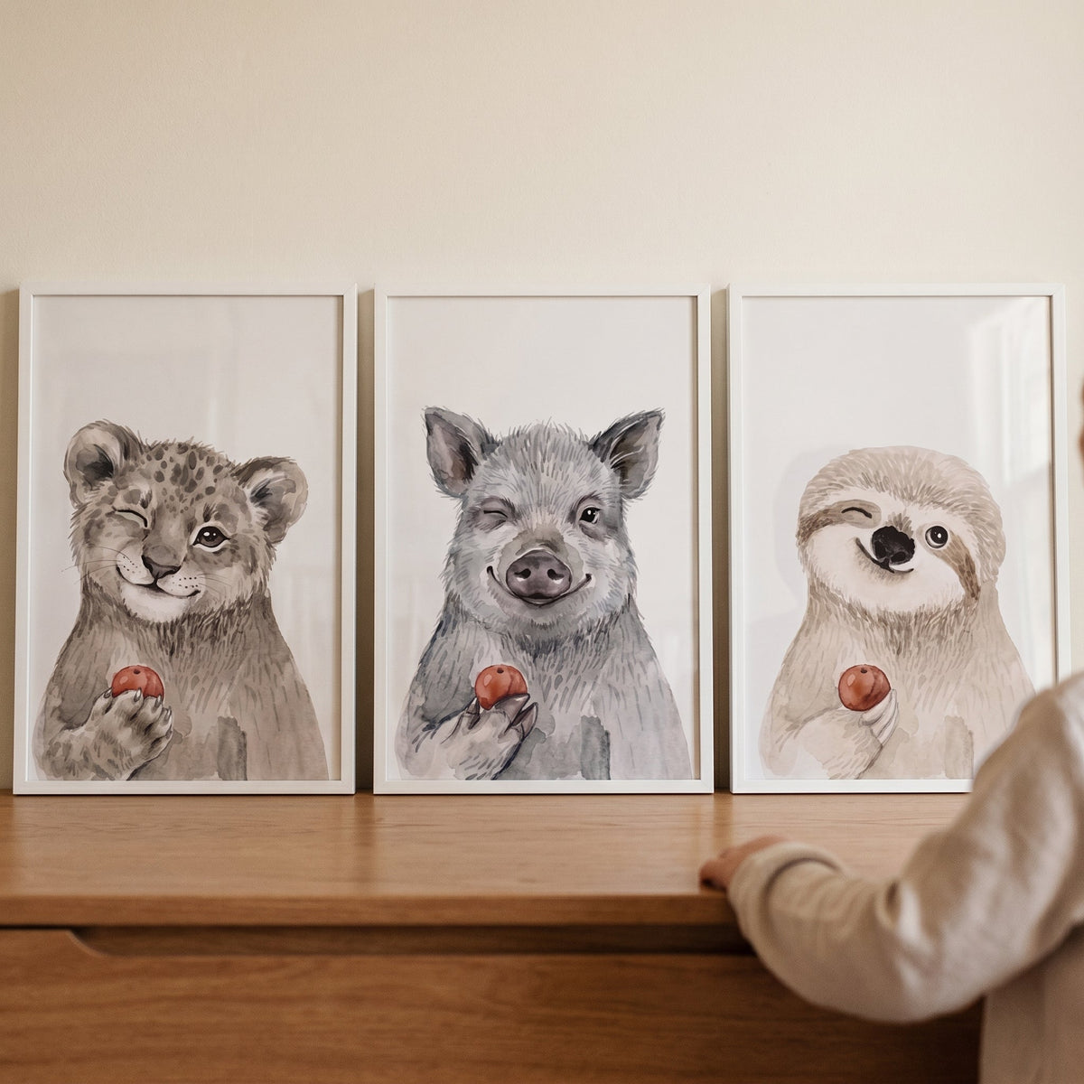 Wink & Fruit Safari Nursery Animal Trio Digital Art