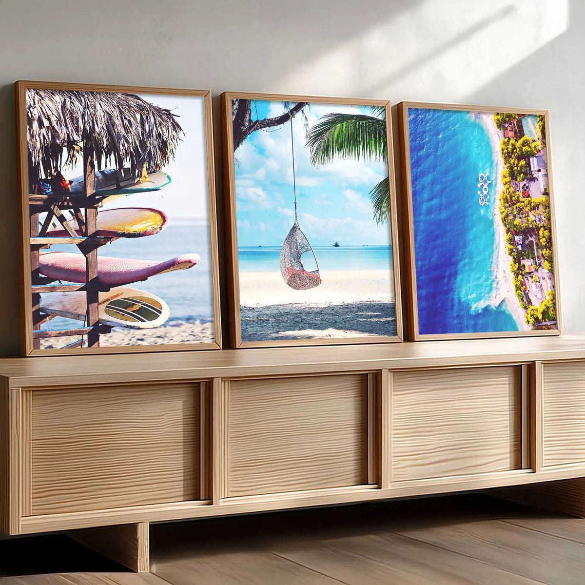 Tropical Beach Vibes Triptych Digital Art