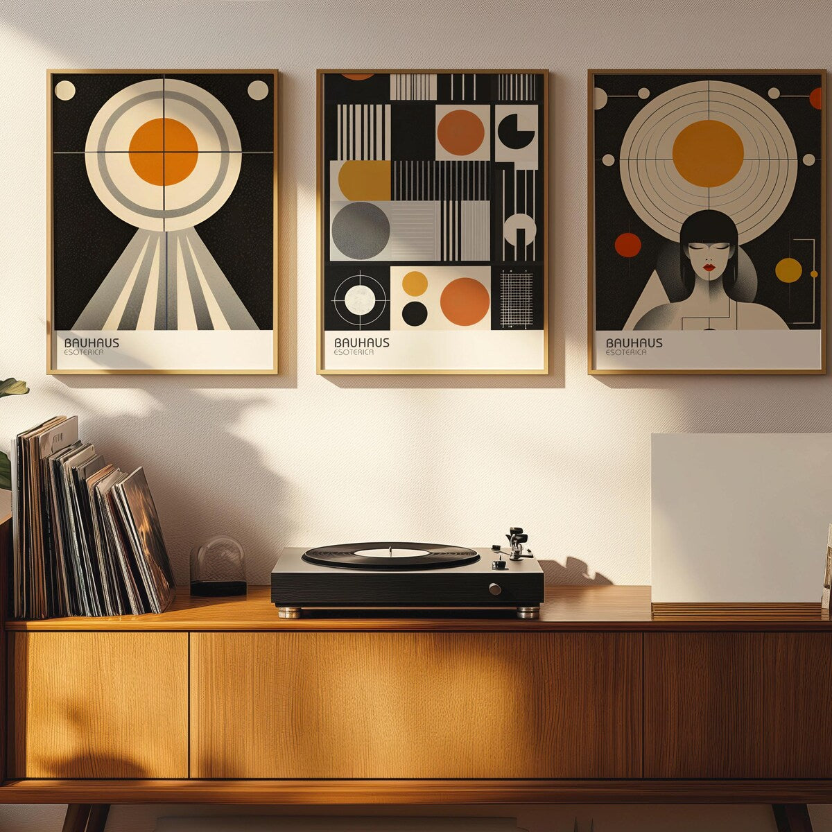 Bauhaus Esoterica Geometric Digital Art Triptych