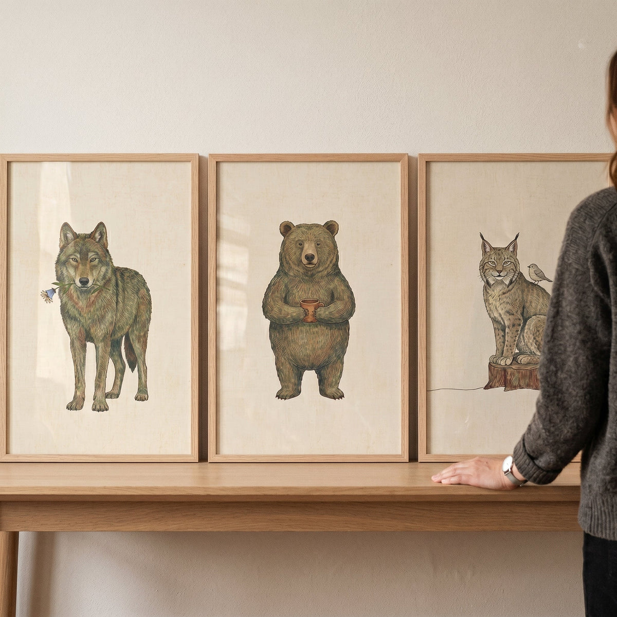 Charming Woodland Animals Trio Digital Art