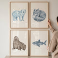 Arctic Animals Watercolor Digital Wall Art Set