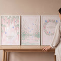 Pink Floral and Scripture Triptych Digital Art