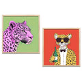 Chic Pink Leopard and Dapper Cat Digital Art Set