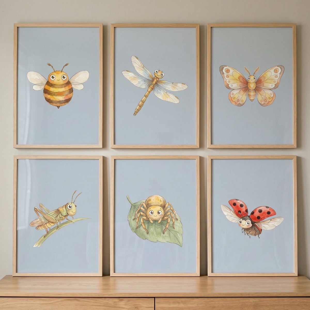 Cute Watercolor Bugs Digital Art Set