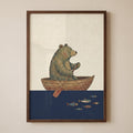 Bear Rowing a Boat Digital Art Print