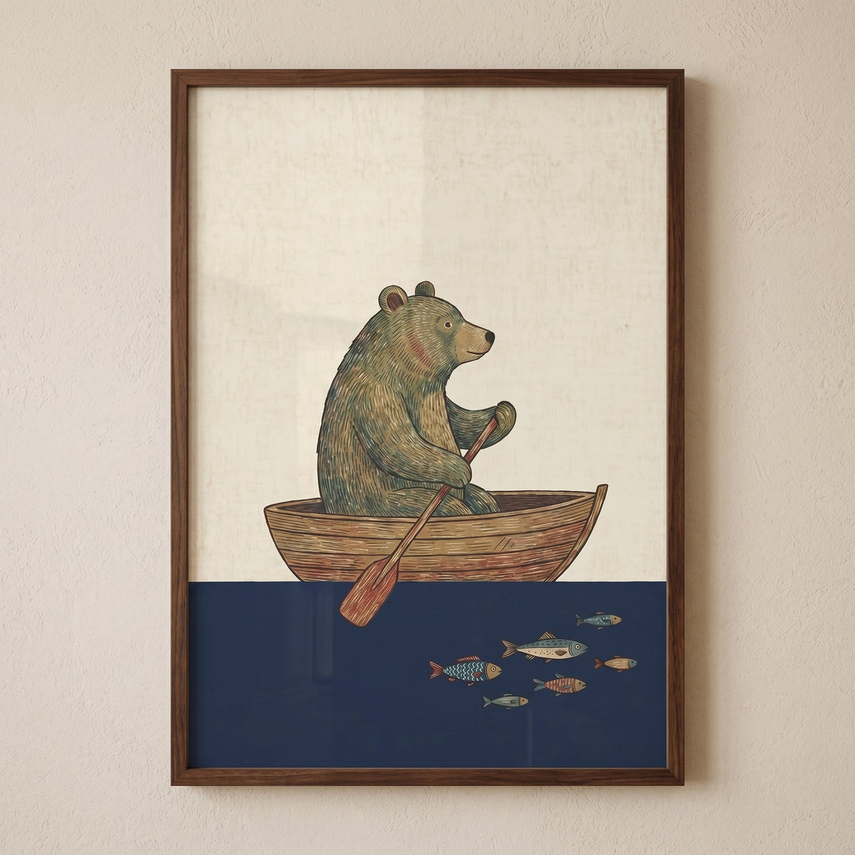 Bear Rowing a Boat Digital Art Print