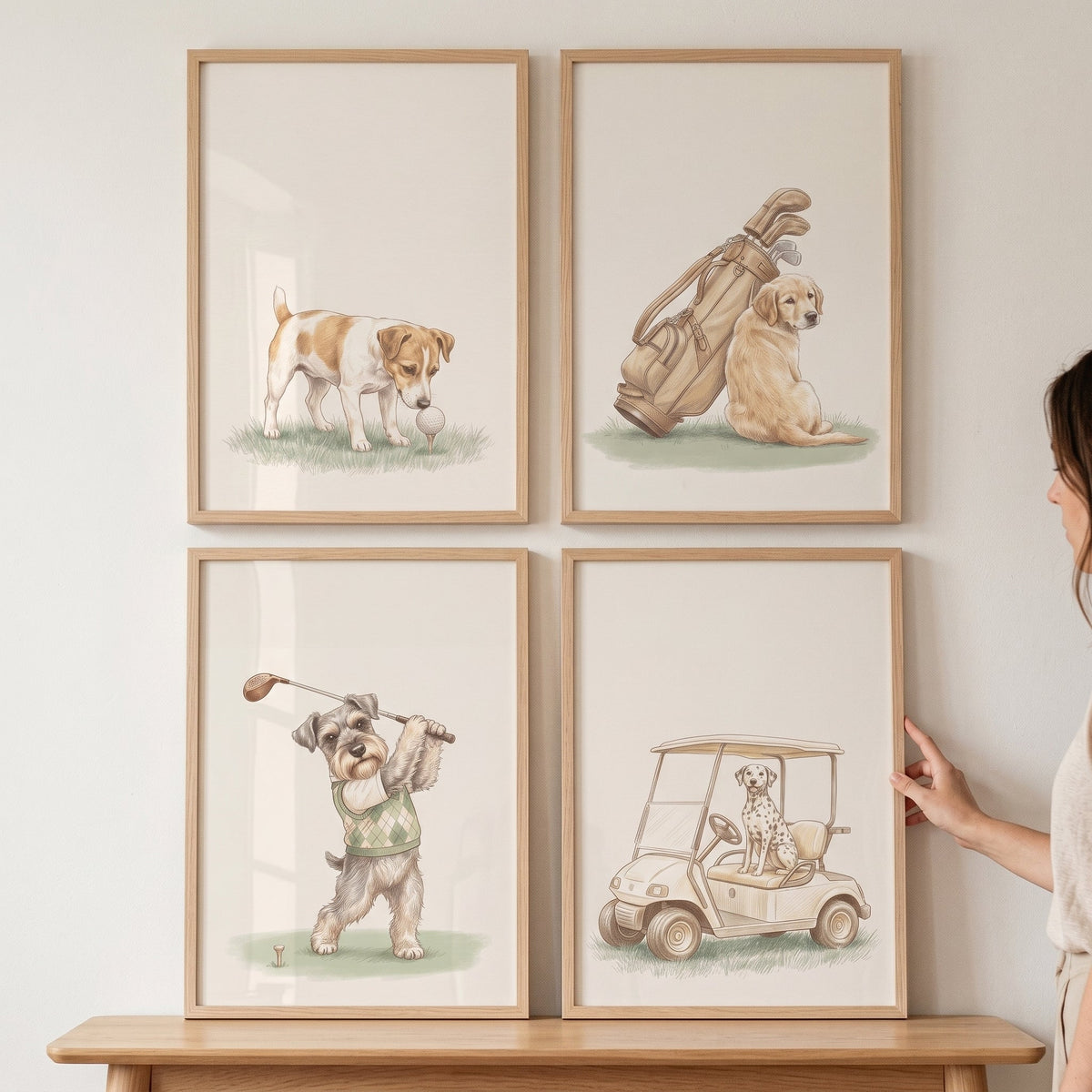 Charming Golfing Dogs Digital Art Set