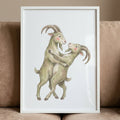 Dancing Goats Watercolor Digital Art