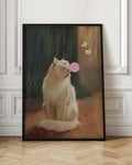Whimsical Cat Blowing Bubble Digital Artwork