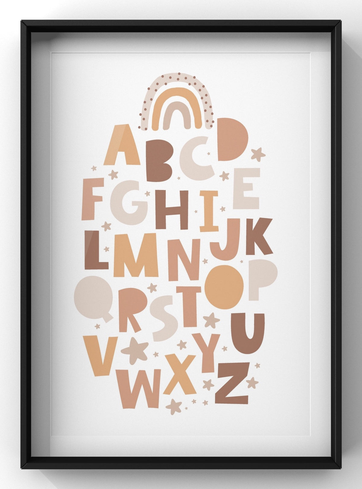 Boho Neutral Alphabet Digital Art Print