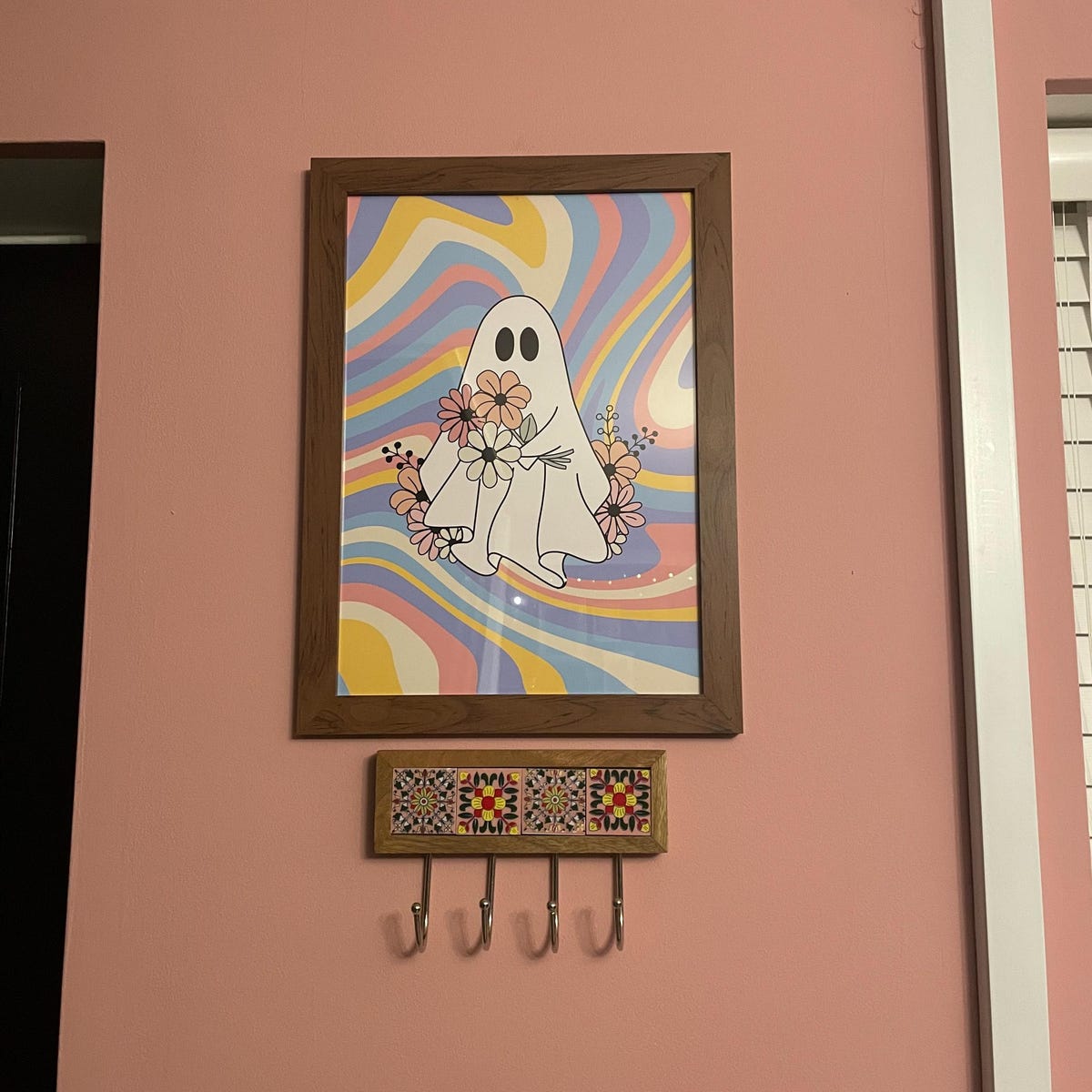 Groovy Ghost with Flowers Digital Artwork