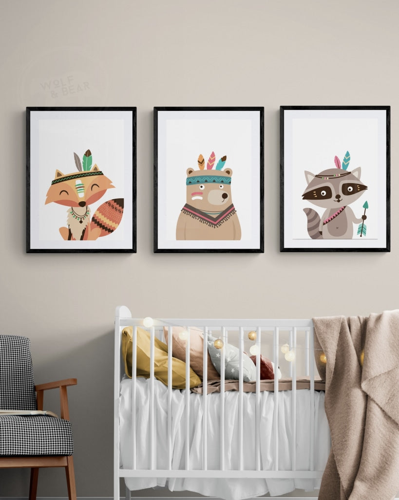 Little Woodland Chiefs Digital Art Trio