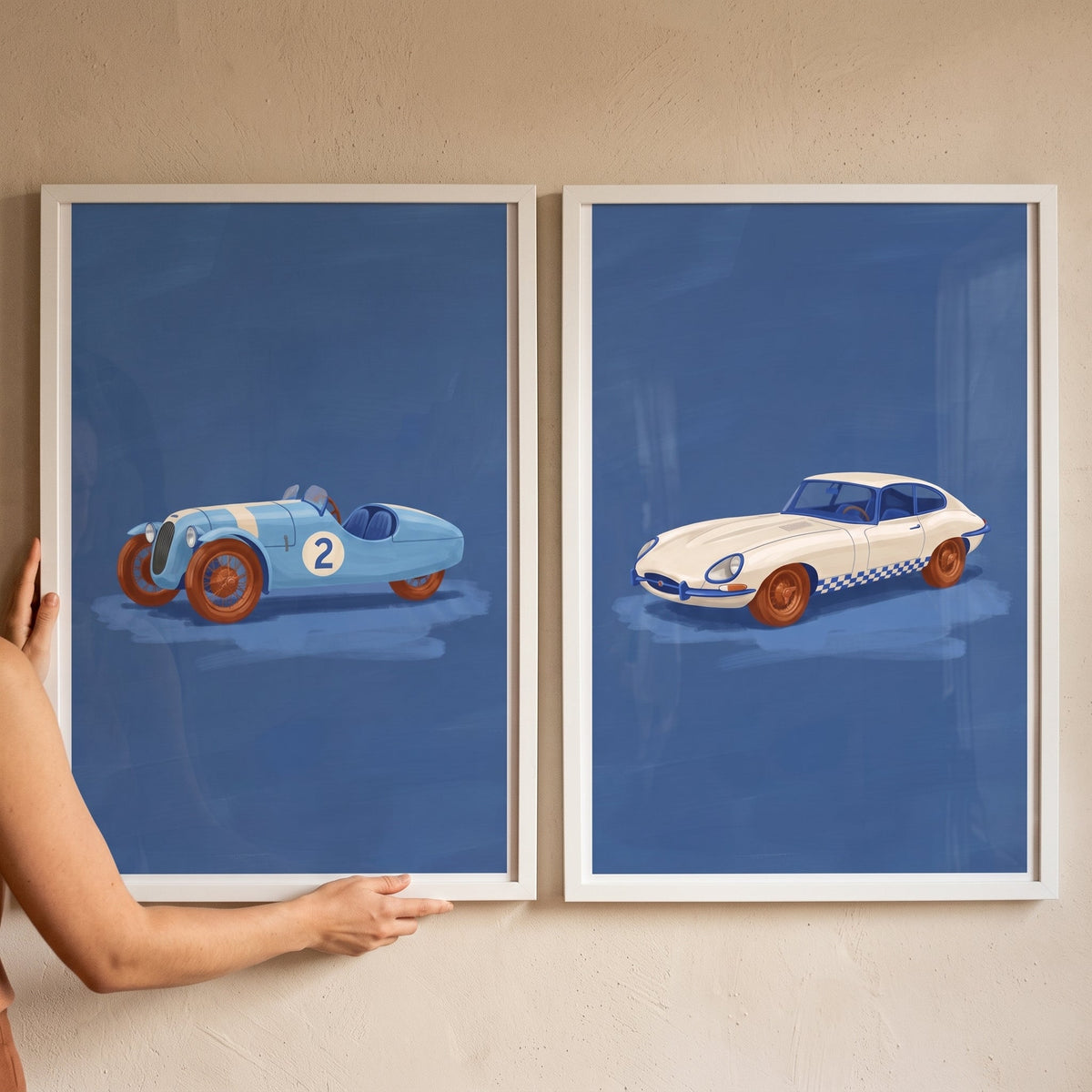Vintage Racing Cars Digital Art Set