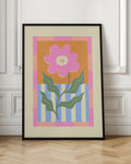 Retro Pink Flower Digital Art Print