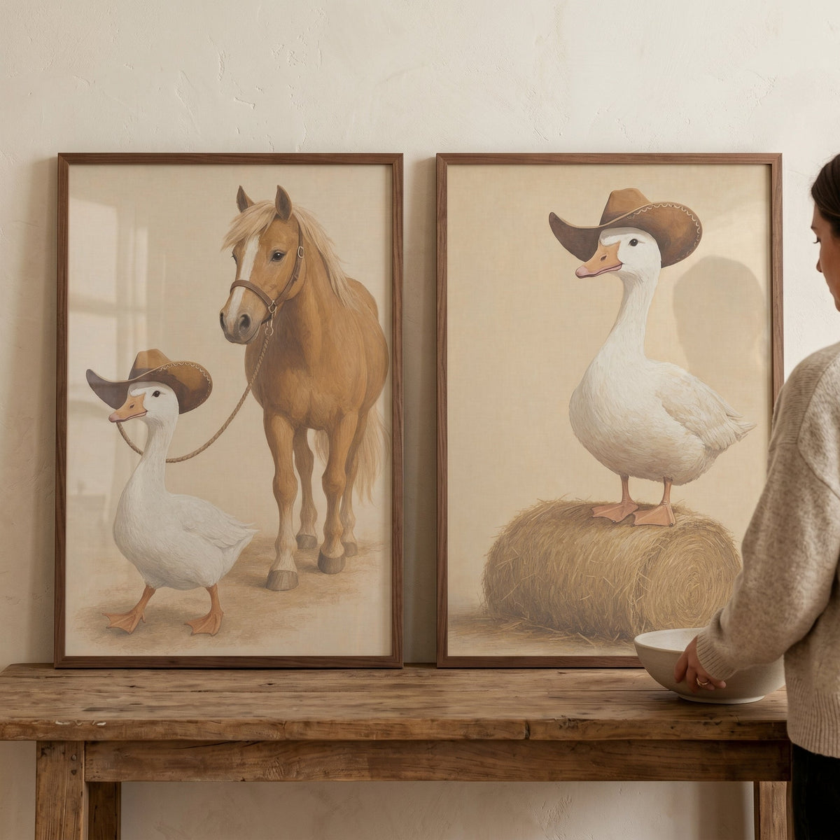 Cowboy Duck and Horse Digital Art