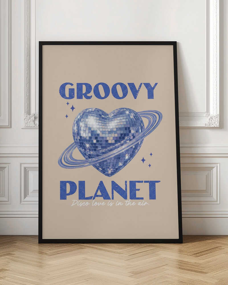 Groovy Planet Disco Heart Digital Wall Art