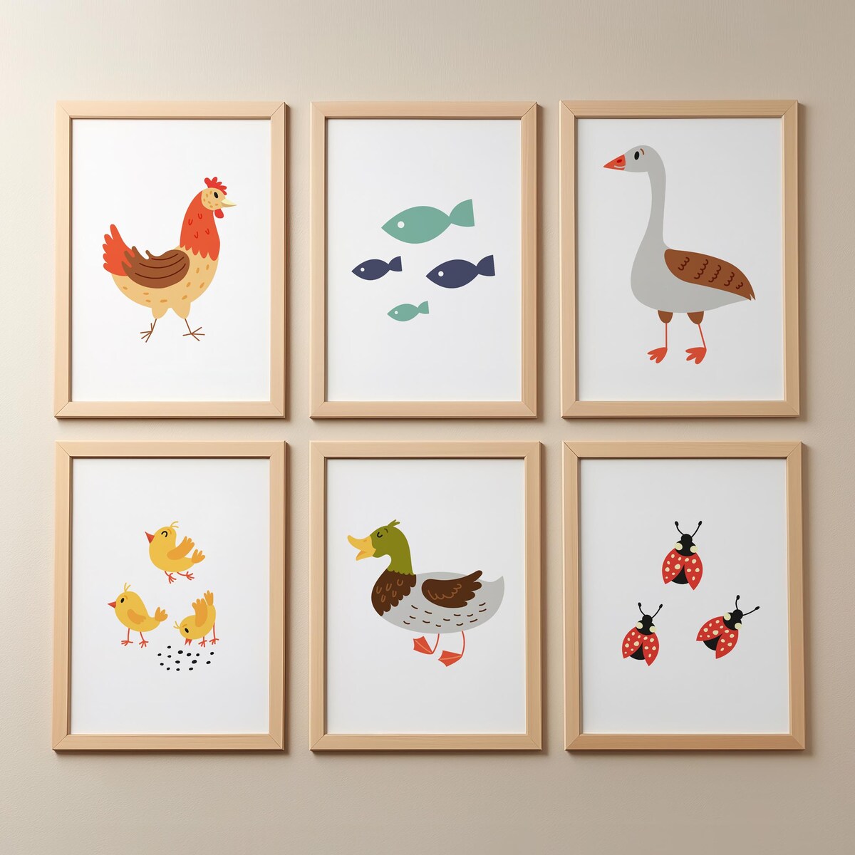 Charming Farm Animals and Nature Digital Wall Art Set