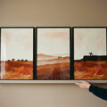 Rustic Cowboy Sunset Triptych Digital Art