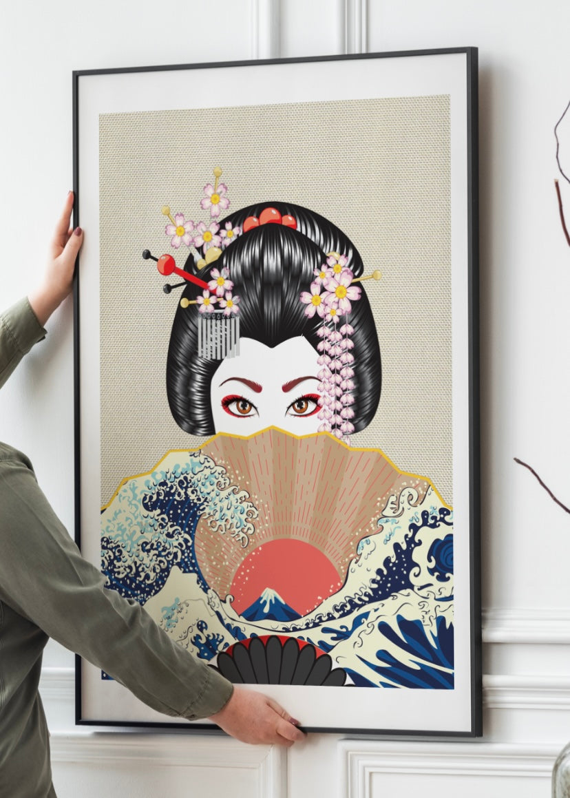 Geisha Wave Digital Art Print