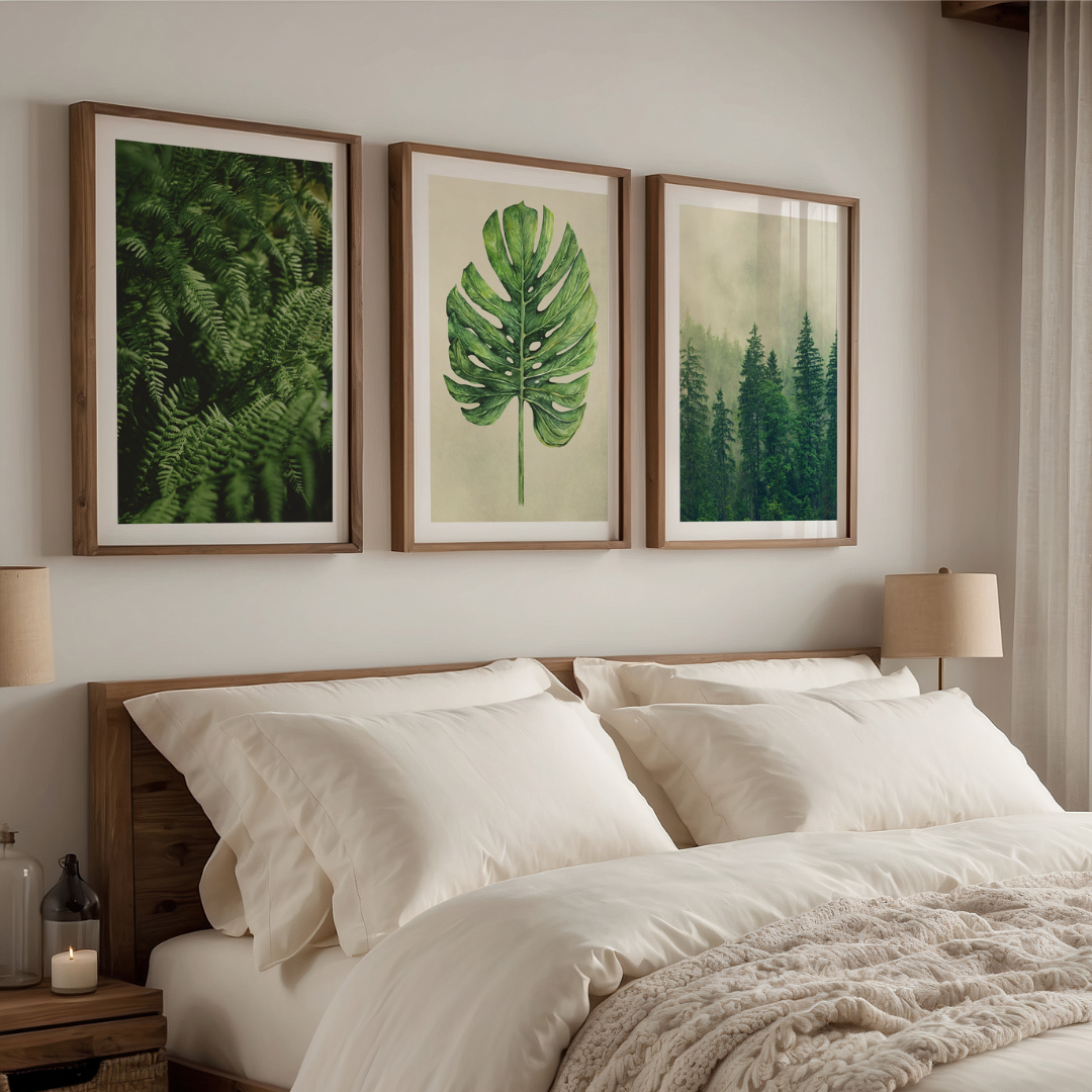 Botanical Forest Triptych Digital Art Set