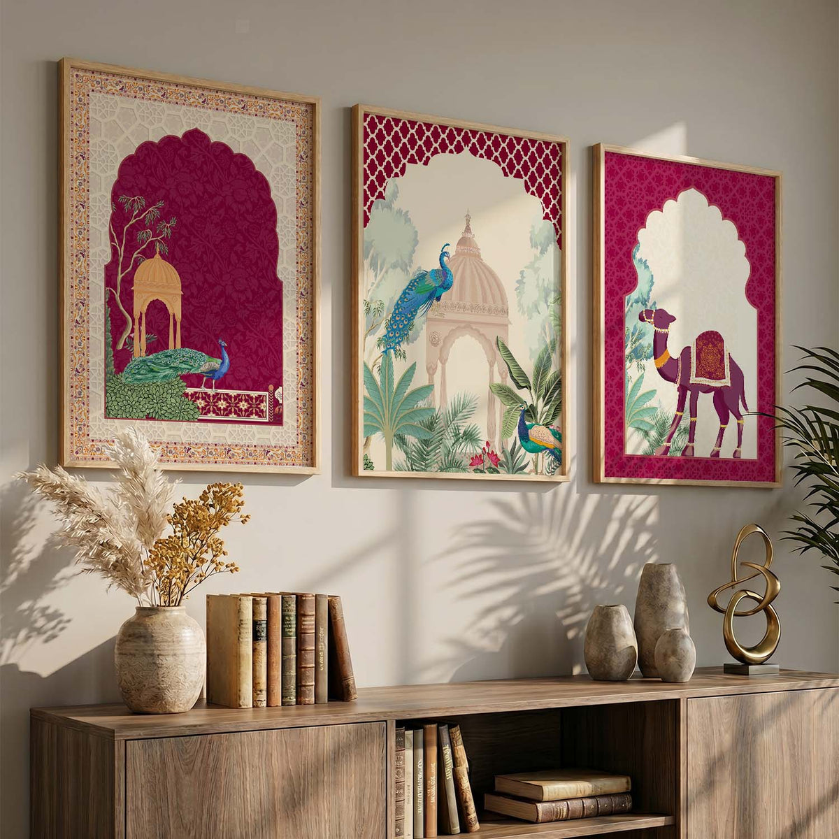 Royal Mughal Palaces Digital Art Triptych