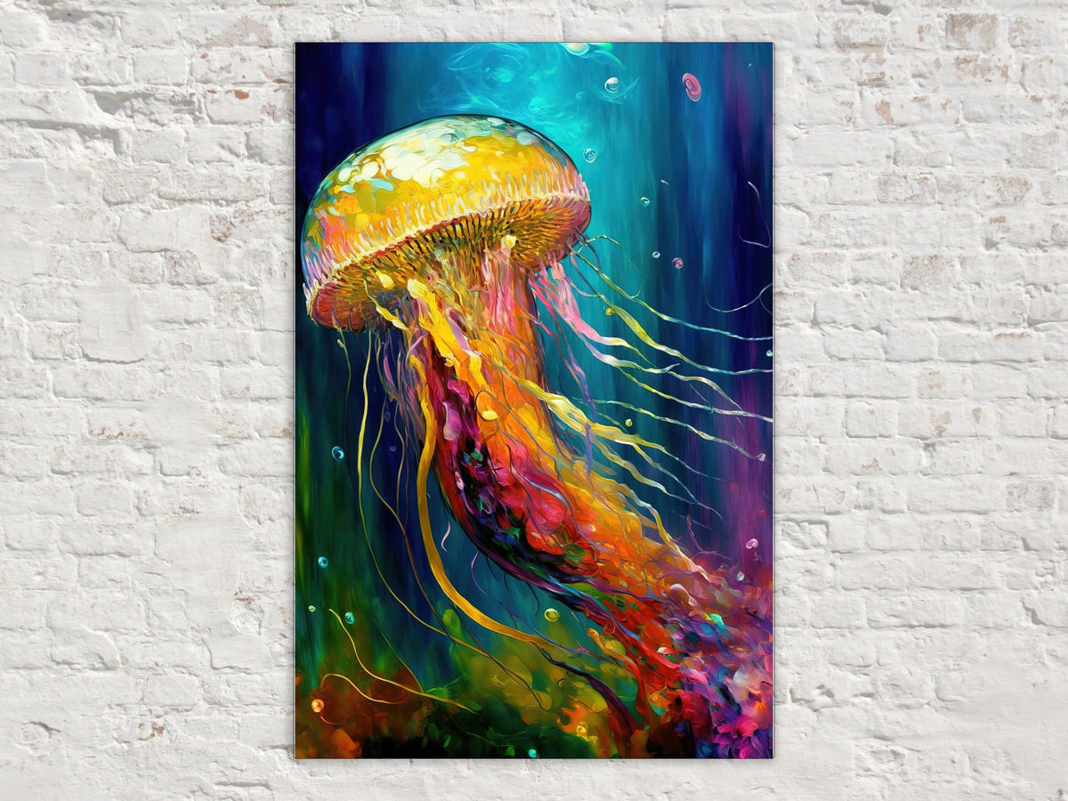 Vibrant Neon Jellyfish Digital Art