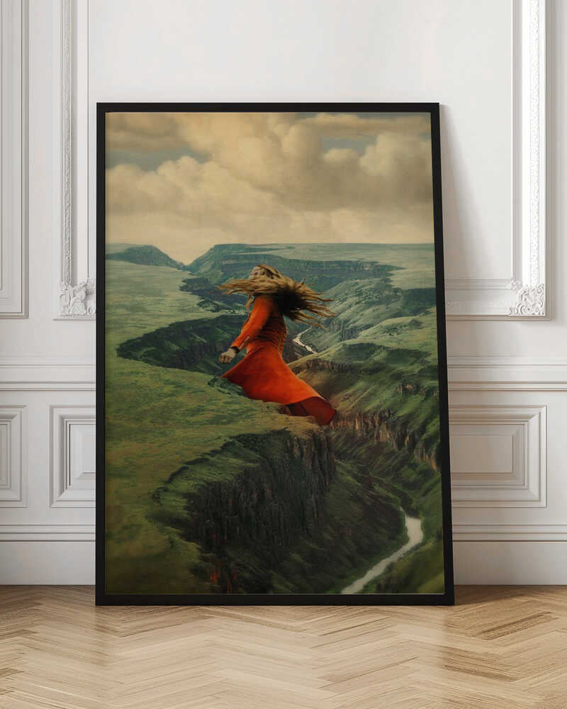 Red Dress Canyon Surreal Landscape Digital Artwork