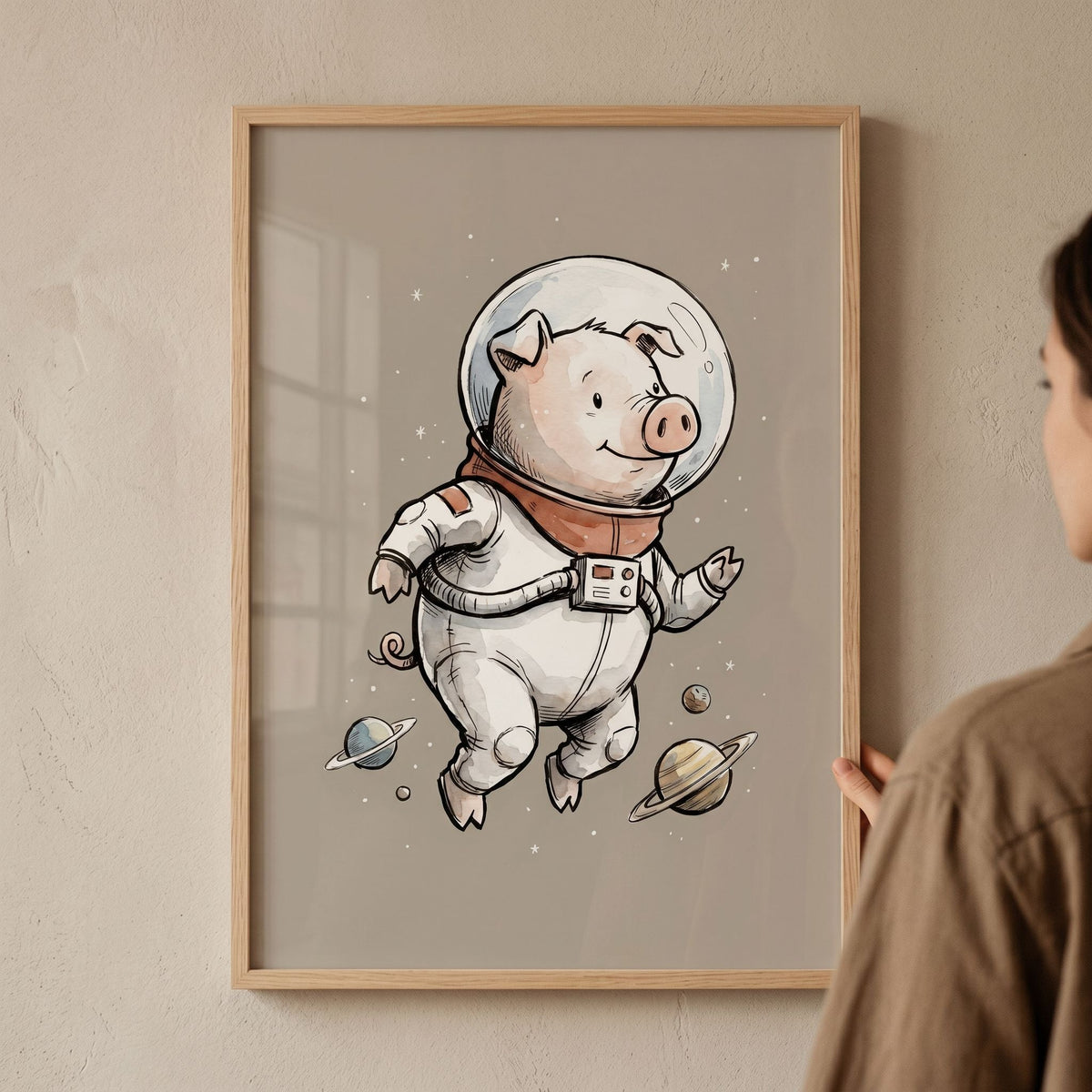 Astronaut Pig in Space Digital Art