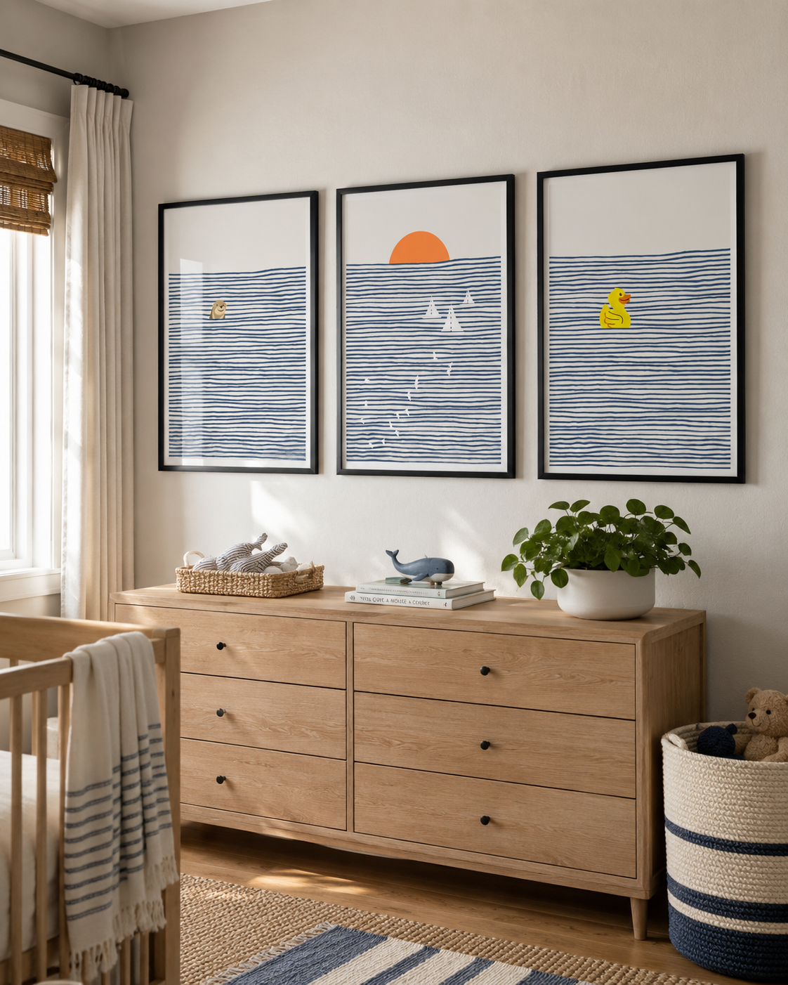 Nautical Nursery Sea Adventures Triptych Digital Art Set