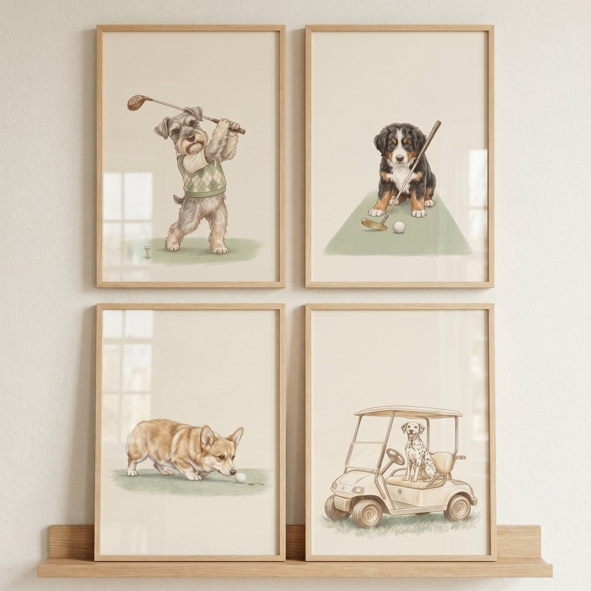 Golfing Pups Digital Art Collection