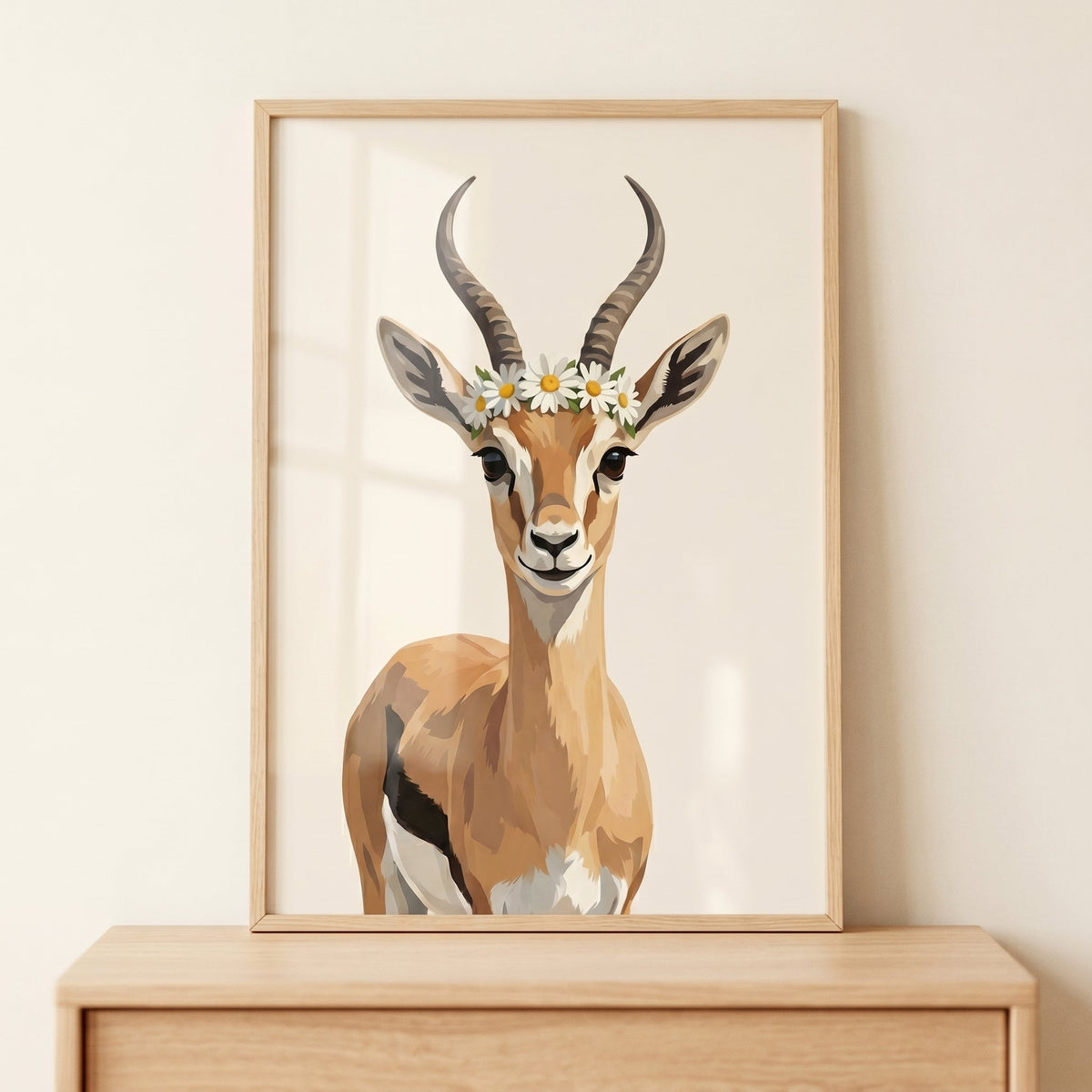 Charming Gazelle with Daisy Crown Digital Artwork