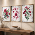 Vintage Red Botanical Trio Digital Art