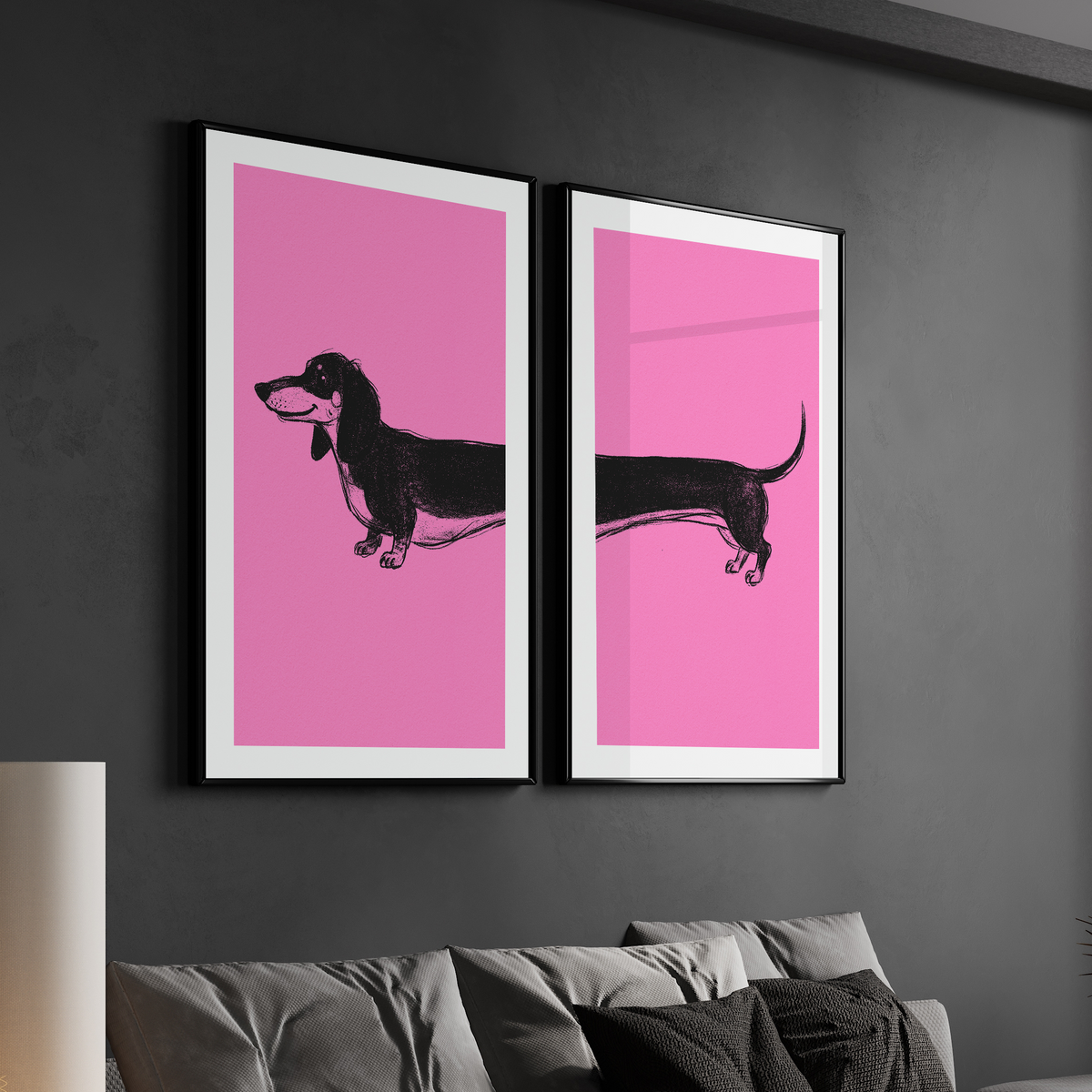Long Dachshund Split Panel Digital Art
