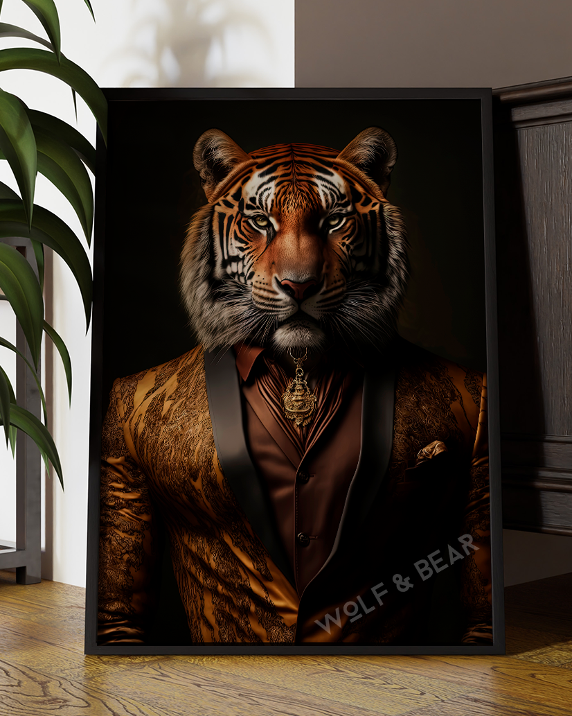 Aristocratic Tiger Gentleman Digital Artwork